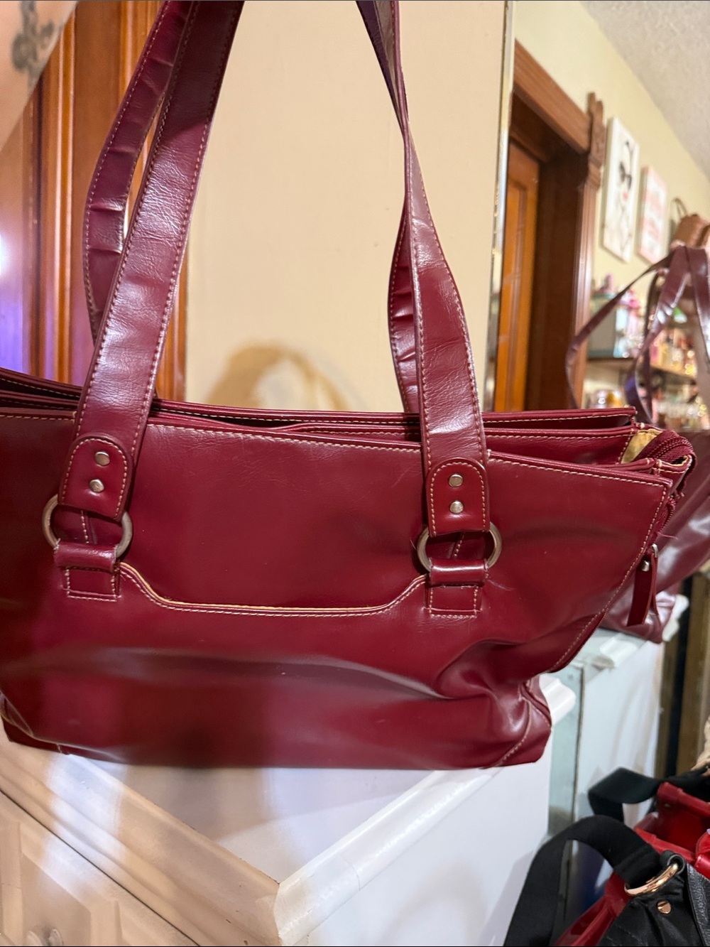 Franklin Covey Burgundy Shoulder Computer and File Tote Tote Bag